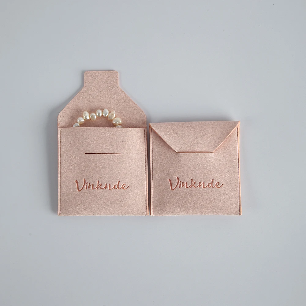 Luxurious Thick Microfiber Jewelry Pouch Custom Logo Suede Package Organizer Bags for Earrings Necklace Ring Small Size Business