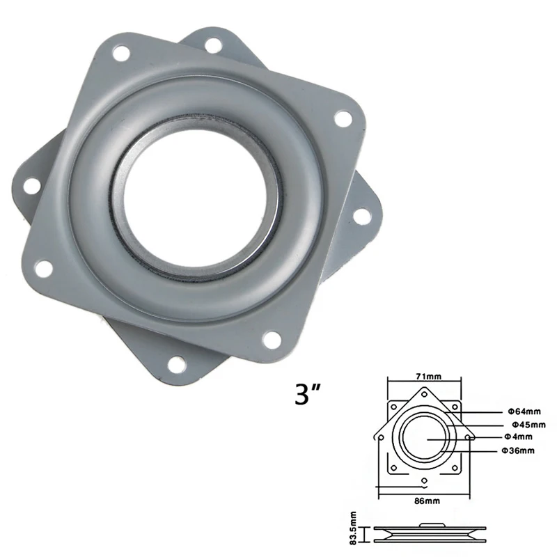 

Square Bearing Swivel Plate Lazy Susan Turntable 3"/4"/6" TV Rack Desk Tool