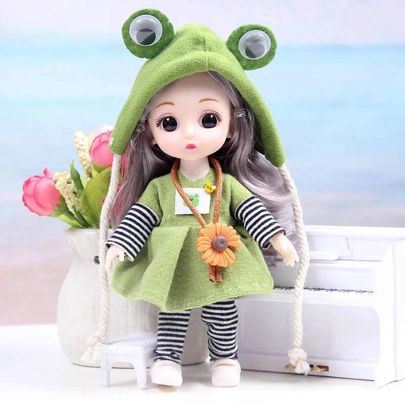 Фото Новая мини-кукла Bjd 16 см в сочетании с девочкой, 3d большими глазами, мульти-составная игрушка «сделай сам», кукла Барби, креативная одежда, модный подарок для ребенка №3