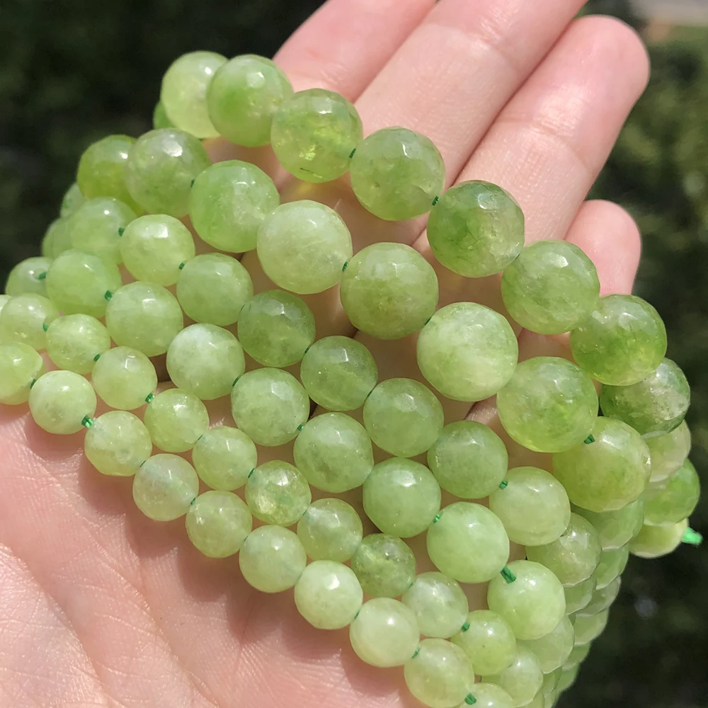 

Green Olivine Stone Natural Stone Peridot Beads Faceted Loose Spacer Bead for Jewelry Making DIY Charm Bracelet Crafts 6/8/10mm