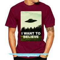i want to believe men black t shirt x files tee ufo alien shirt loose plus size tee shirt
