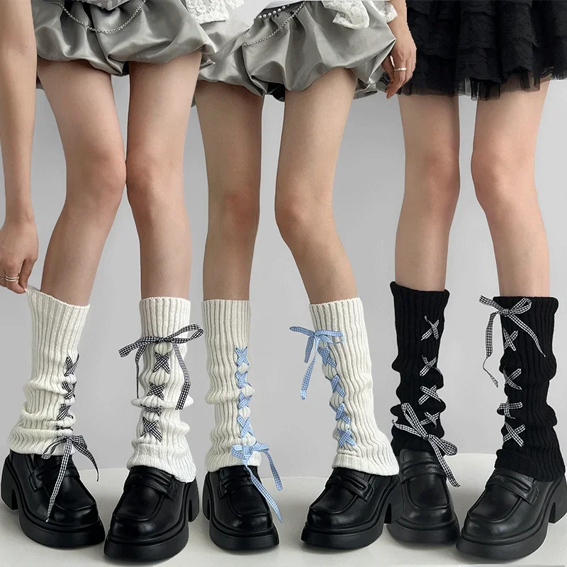 Женские вязаные гетры Y2K в японском стиле