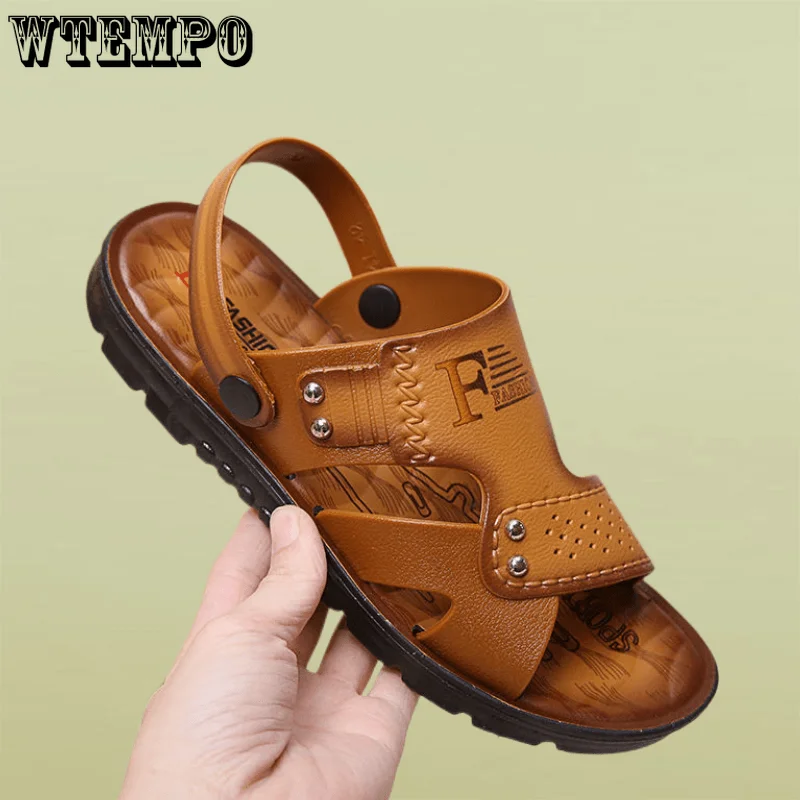 

WTEMPO Men's Summer Peep-toe Youth Beach Shoes Dual-use Beach Slippers Non-slip Men Sandals Mens Shoes Wholesale Dropshipping