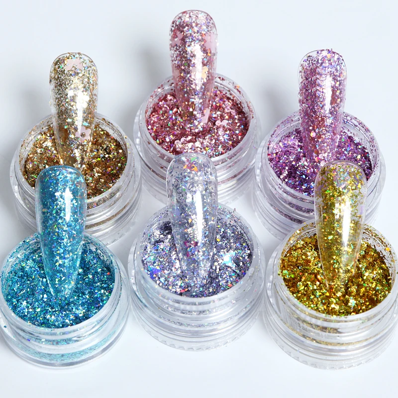 

Shiny Irregular Flakes Nails Accessories Mirror Butterfly Flower Shell Decoration Holographic Glitter Gold Foil Nail Art Sequins