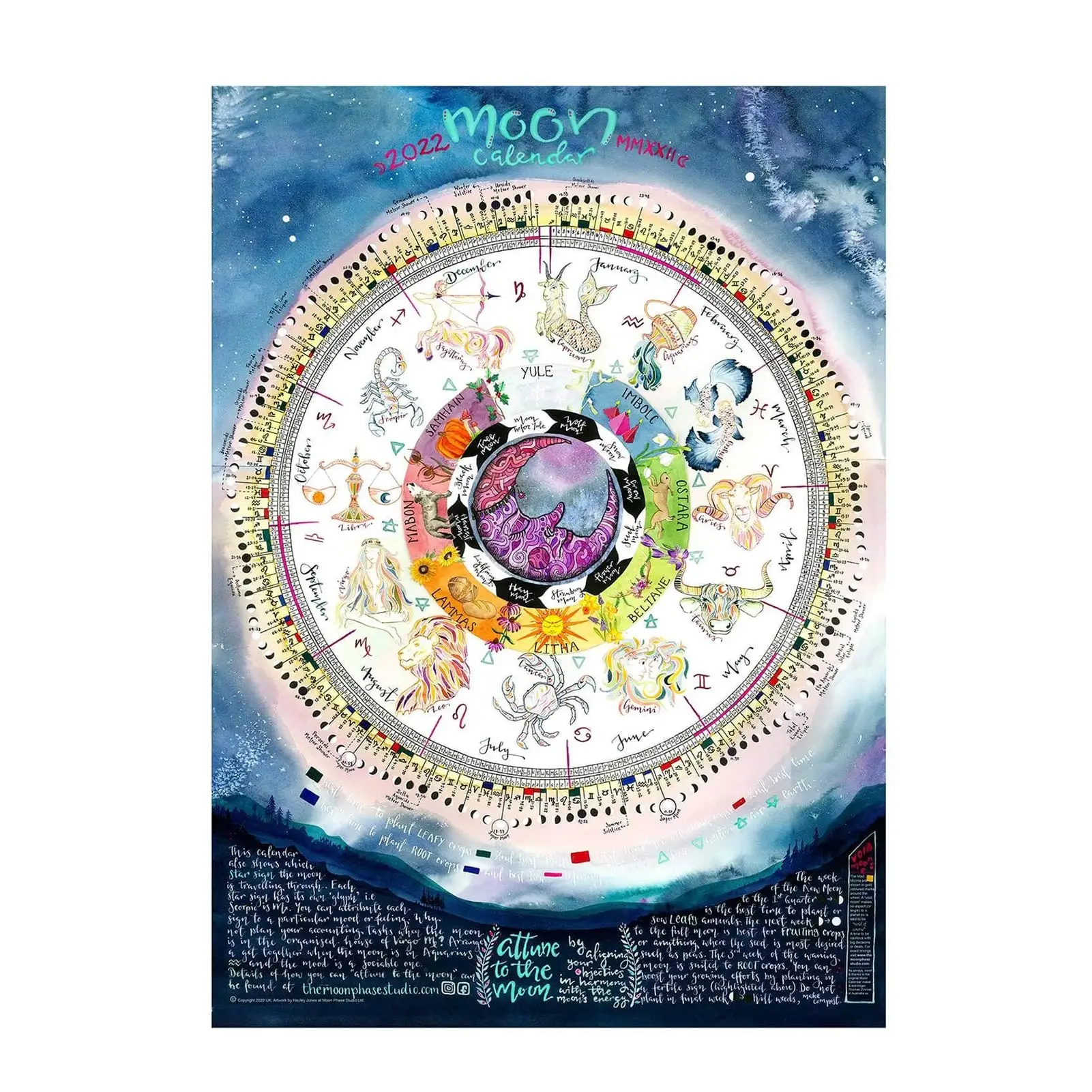 

Календарь в виде Луны 2022, календарь в виде Луны, искусственное украшение для дома, Подвесной Настенный календарь для украшения дома и офиса