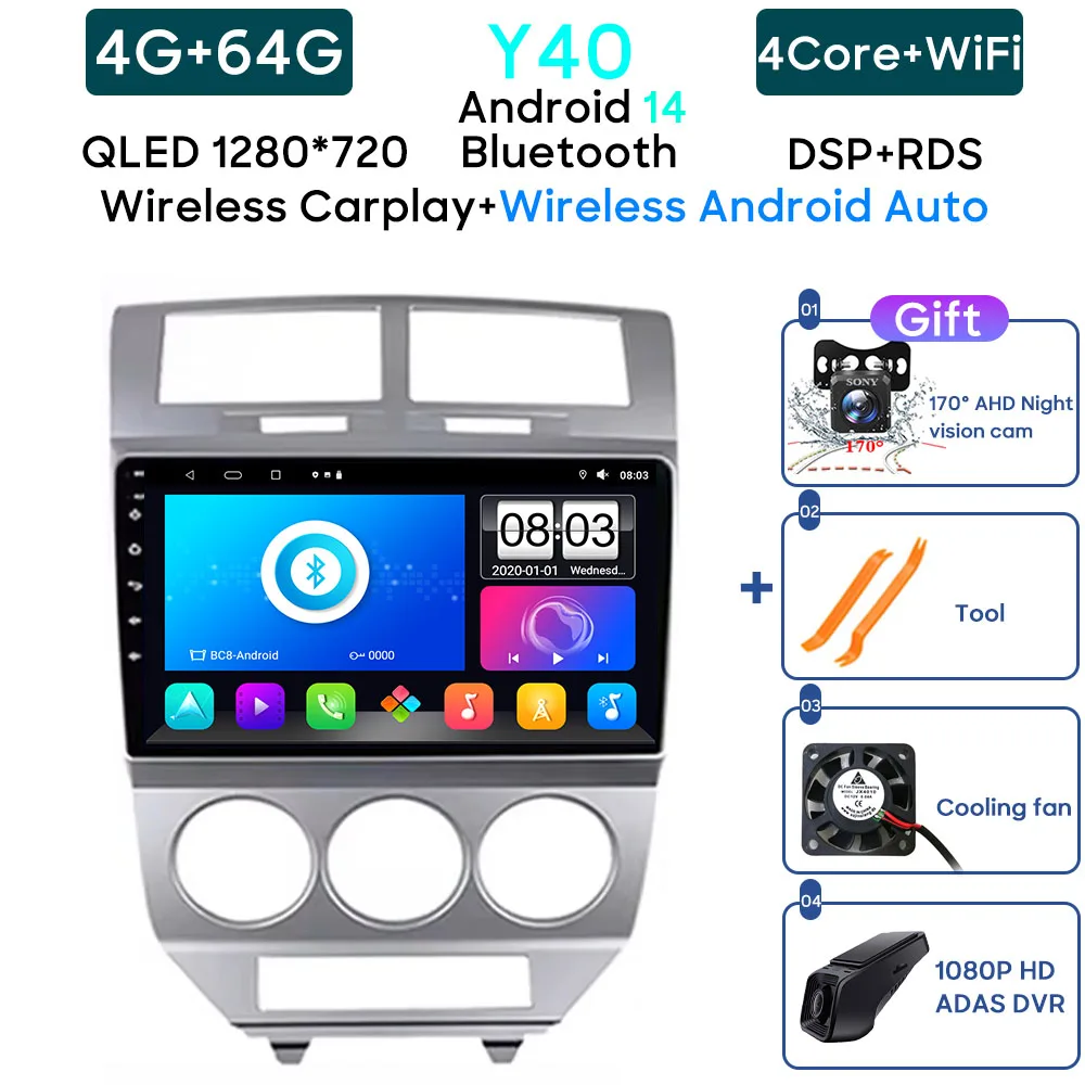 

Автомобильный радиоприемник Android 14 для Dodge Caliber 2007-2010 GPS-навигация Видео Авто Стерео Мультимедийный плеер Экран без 2din 5G Wi-Fi DVD