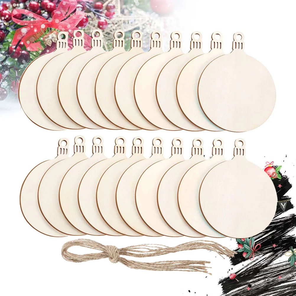 

60Pcs Christmas Round Discs Hanging Ornament Natural Slices
