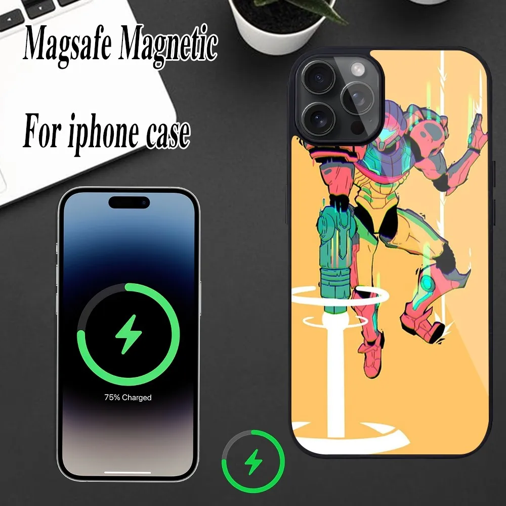 Чехол для телефона Game M-Metroid iPhone Magesafe Magnetic 12 13 15 11 Mini 14 Max Pro Plus