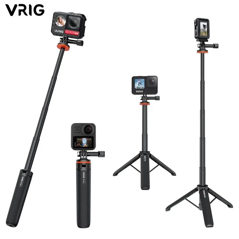 

VRIG TP-08 Extendable Selfie Stick Tripod for GoPro Hero 11 10 9 8 7 6 5 4 Insta360 X3 One R Osmo Action Camera Accessories