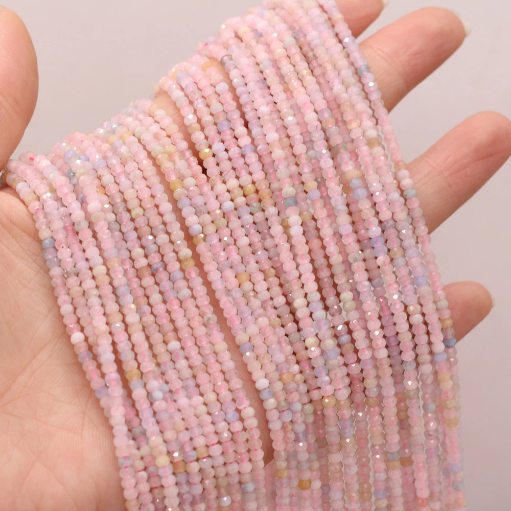 

Бусины из натурального камня Моргана, маленькие круглые граненые бусины-разделители для изготовления ювелирных изделий, браслетов, ожерел...