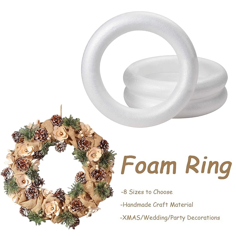 

White Round Polystyrene Foam Ring For Christmas Crafts DIY Handmade Wreath Wedding Holidays Home Party Decoration