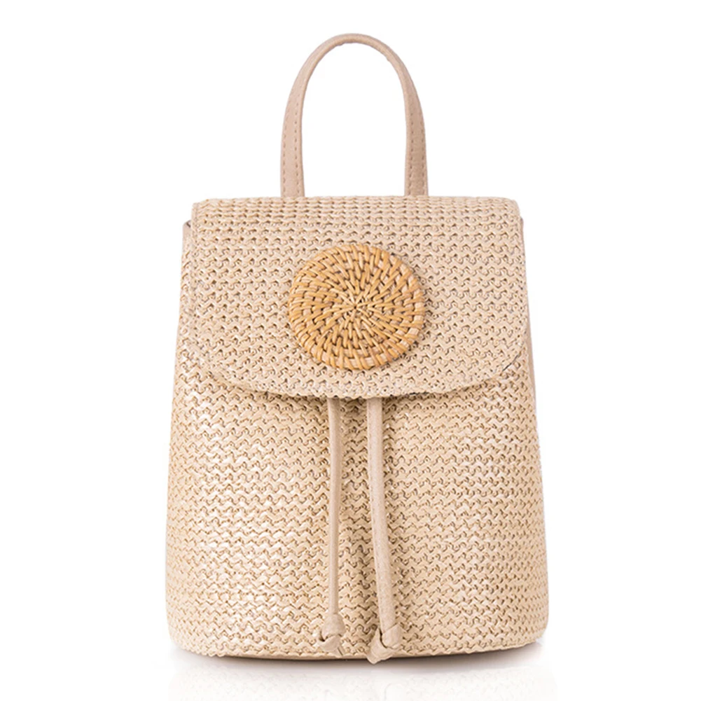 

Fashion Woven Backpack Straw Women Shoulder Messenger Bag Elegant Ladies Schoolbag Handbags for Women Shopping