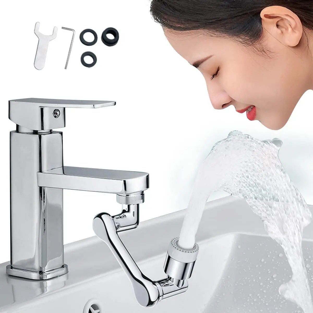 1080° Rotatable Faucet Spray Head Sink Faucet Aerator Universal Splash Filter Nozzle Flexible Tap Sprayer for Kitchen Bathroom