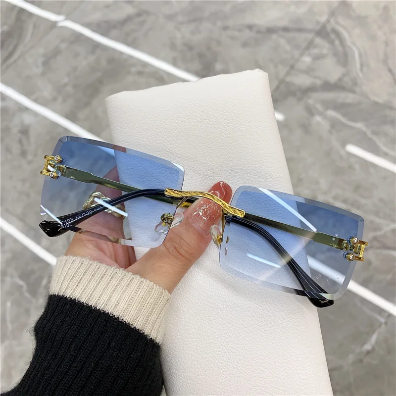 

Fashion Sunglasses Vintage Women Men Frameless Sun Glasses Rimless Retro Luxury Brand Designer Eyeglasses UV400 Travel