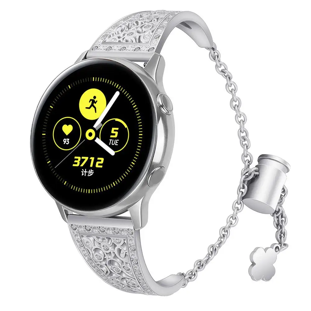 

Metal Rhinestone Flower Watch Strap Excellent and Durable Zinc Alloy Process for Samsung Galaxy Watch Active 2 42/46mm
