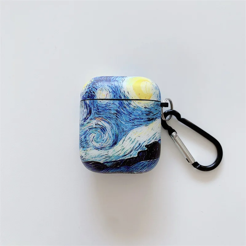 

Van Gogh abstract cover for airpods case headset buds para funda air pod 2 3 oil painting airpod pro keychain luxury design hood