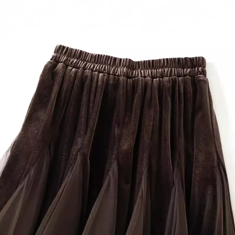 Женская бархатная юбка средней длины