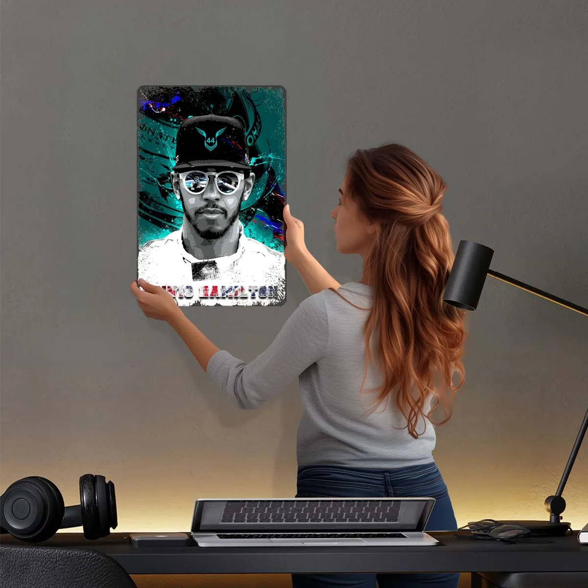 Льюис Хэмилтон векторарт металлические вывески спортивный постер украшение