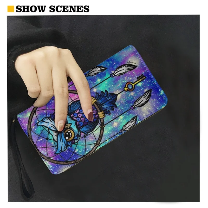 Belidome Galaxy Owl Gifts Wristlet Wallets for Womens Leather Credit Card Holder RFID Blocking Large Capacity Purse Clutch