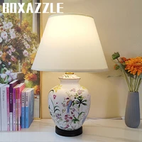 40x65cm vintage flower and bird ceramic table lamp for bedroom living room study room home decor lamp for gift for wedding room