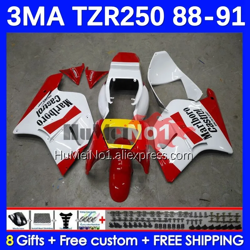 

Kit For YAMAHA TZR-250 3MA TZR250 YPVS red white RS TZR 250 88 89 90 91 144No.12 TZR250R TZR250RR 1988 1989 1990 1991 Fairing