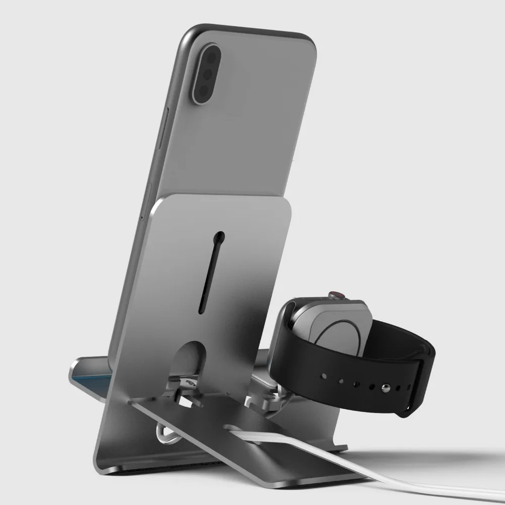 diy 2 in 1 adjustable desk charge dock for apple watch charging stand table phone holder for iphone x87 charger station free global shipping