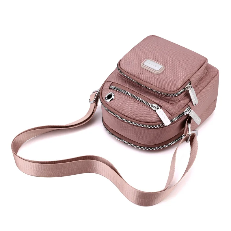 Casual Women Crossbody Bags Waterproof Nylon Handbags Pure Color Fashion Zipper Shoulder Bag Multifunction Female Handbag Purse