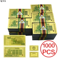 1000pcs zimbabwe gold foil banknotes five octillion dollars uncurrency with paper strip seal uv mark souvenir dhl free shipping