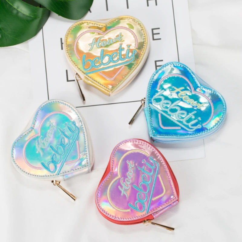 

Кошелек с вышивкой в виде персикового сердца, яркий кожаный кошелек, литературный и свежий Кошелек для монет, женский кошелек