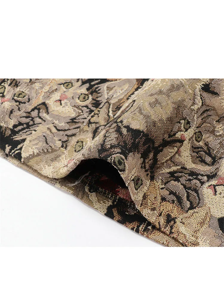 Женская короткая юбка-трапеция с принтом кошки свободная ВИНТАЖНАЯ ДЖИНСОВАЯ