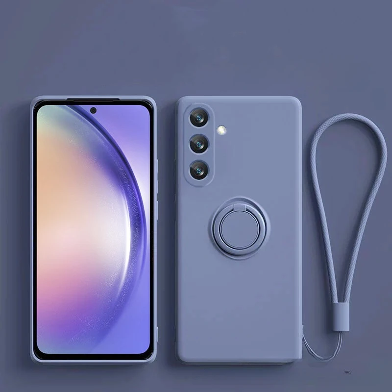 Чехол для телефона с магнитным силиконовым ремешком и кольцом Samsung Galaxy S24 Ultra S23 S22