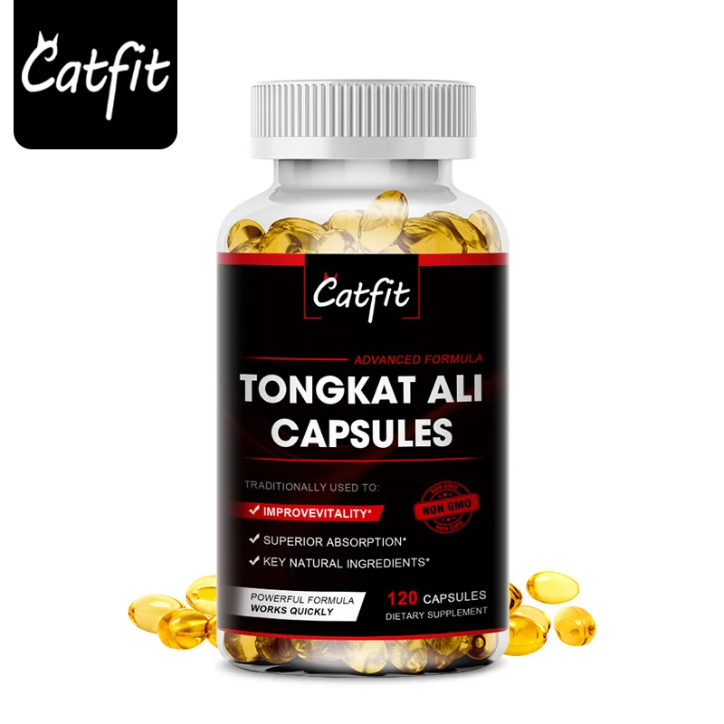 Catfit мощные капсулы Tongkat Ali, таблетки против усталости, питание, волокно, потенция, здоровье почек, Мужская энергия, упругость, для мужчин