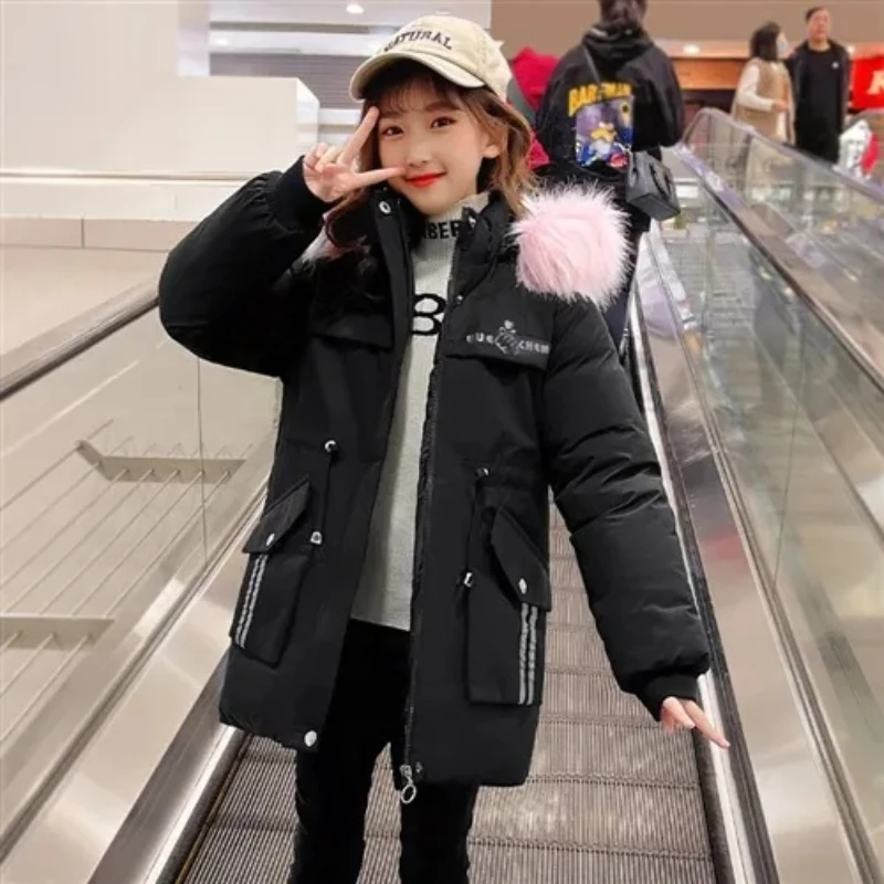 

Girls Parkas New Year Cotton Padded Clothes Thickened Korean Version Winter Down Jackets Kid Coats Hooded Christmas Outerwear