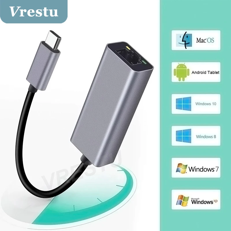 

1000Mbps Gigabit Ethernet LAN Network Card Adapter Cable for PC Laptop Phones Type-c USB-C to RJ45 High Speed Internet Convertor