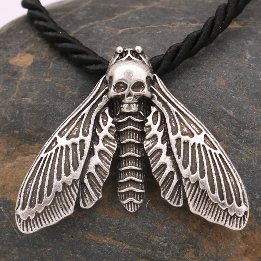 

Gothic Dead Head Skull Moth Necklace Punk Death Moth Christmas Gift