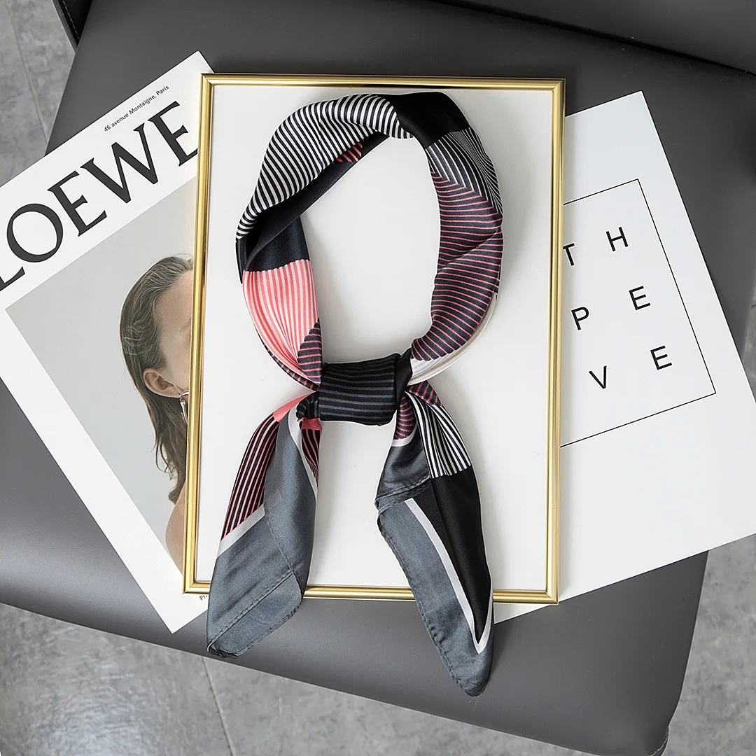 

Fashion Popular Print Silk Feeling Square Scarf 70cm Spring Neckerchief Shawl Wrap Hijab Female Hair Hand Bandana Scarf