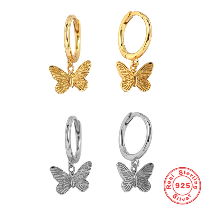 

European and American Light Luxury 925 Sterling Silver Metal Wind Butterfly Drop Earrings for Women All-match Fine Jewelry Gifts