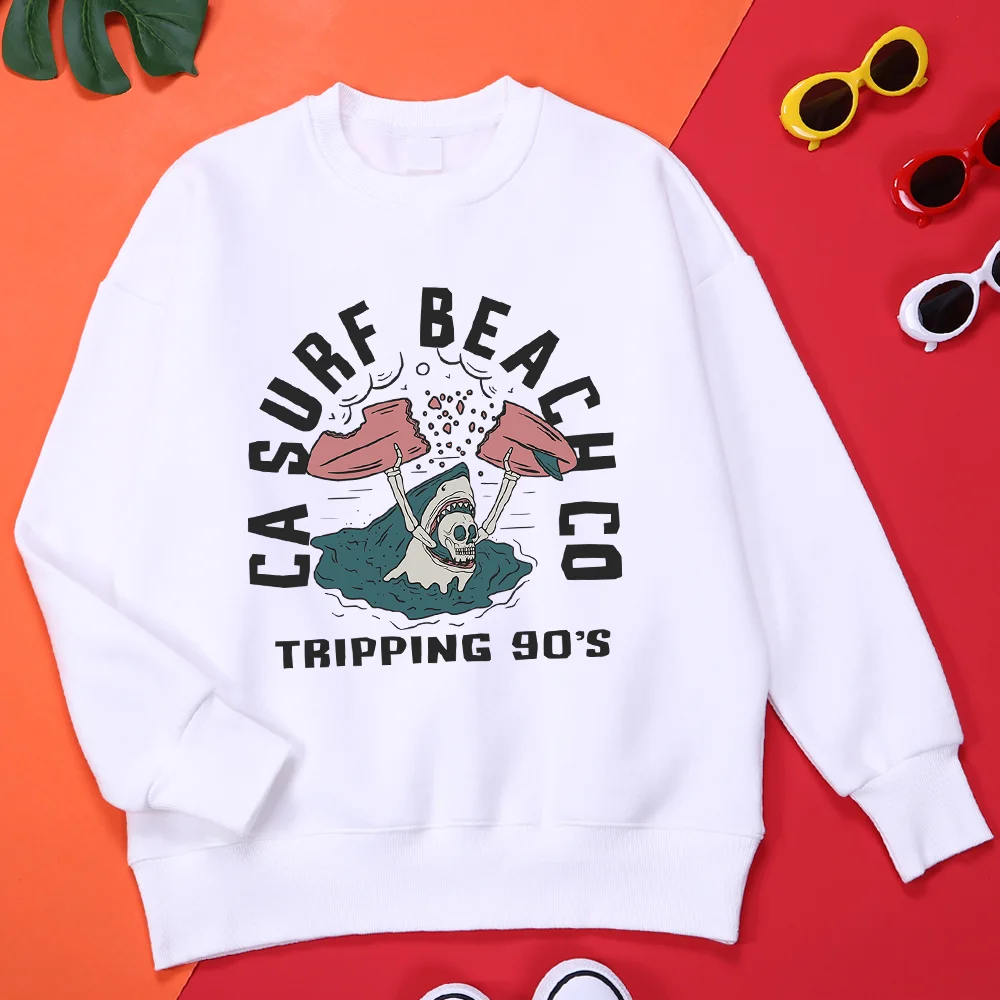 

California Surf Beach Tripping 90'S Man Clothes Fleece All-Match Clothing Oversized Creativity Hoodies Graphics Harajuku Hoodie