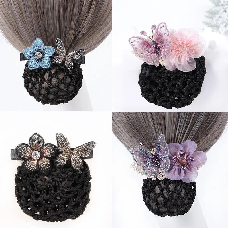 

Новинка, сетчатая сумка двойного назначения, заколка для волос с цветочным рисунком, модная Женская Вышивка