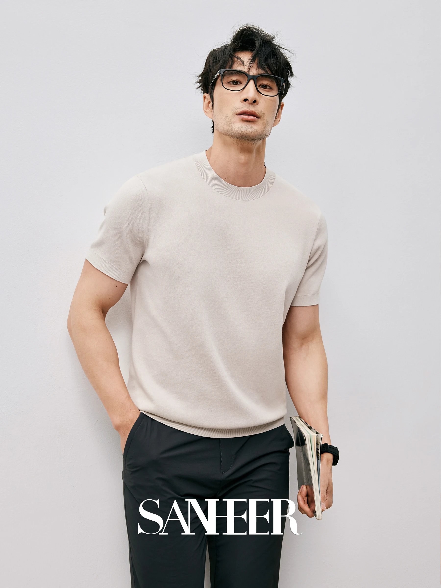 Итальянская футболка Old Money высокого класса 20S длинноволокнистая хлопковая