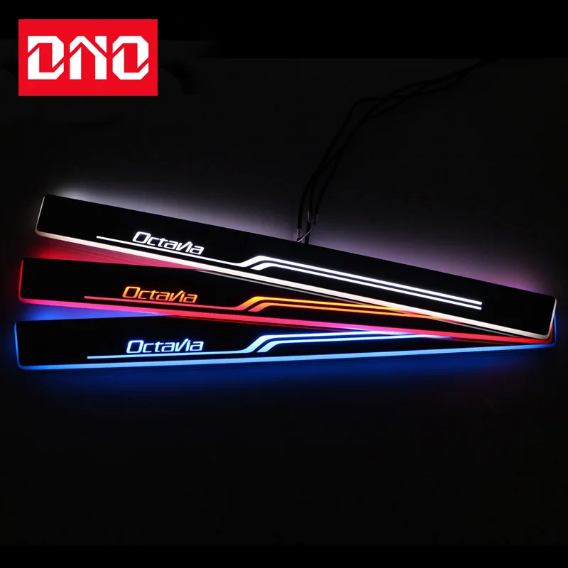 

Накладка на порог двери автомобиля, педали, Лиги для Skoda Octavia A5 A7 2008-2017, порог, Светодиодная панель, дорожная динамическая приветственная лампа