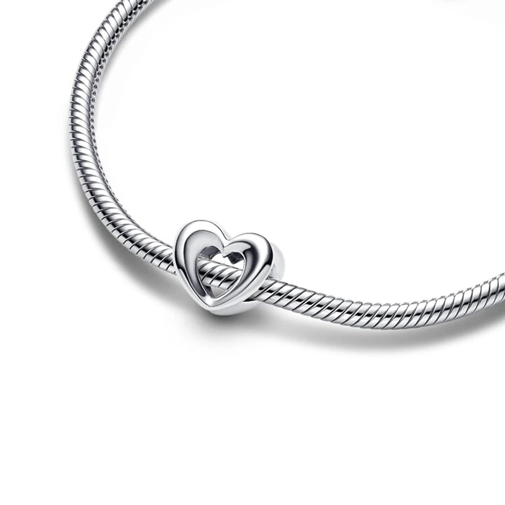 Pandora-Perles de charme en argent 925 pour femme, cœur radieux, pierre flottante, convient au bracelet de personnalité exécutive bricolage, cadeau, nouveau