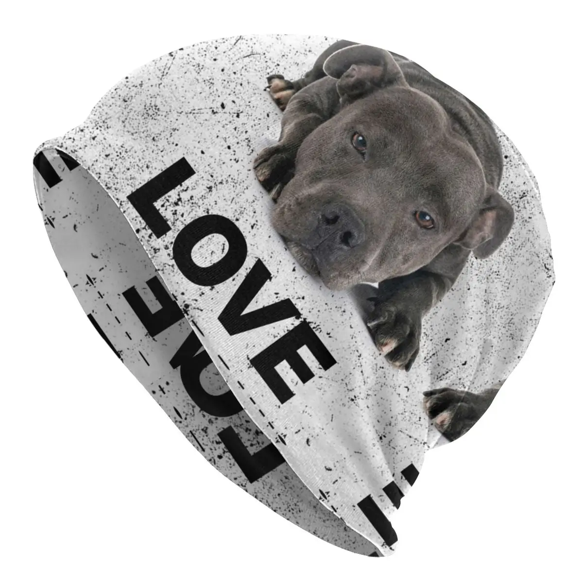 

Зимняя теплая шапка унисекс, мужские вязаные шапки, уличная Милая Шапка-бини в стиле стаффордшира Бультерьера, Шапка-бини с собакой, уличная шапка с животными для мужчин