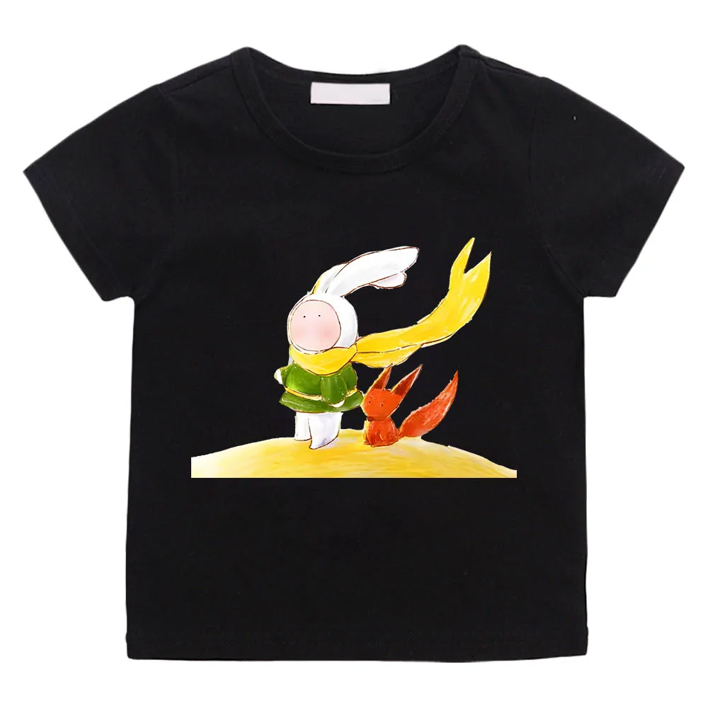 

Милые Мультяшные футболки с кроликом манга, модная аниме футболка из 100% хлопка, мультяшная Футболка с принтом, футболка с коротким рукавом для мальчиков и девочек