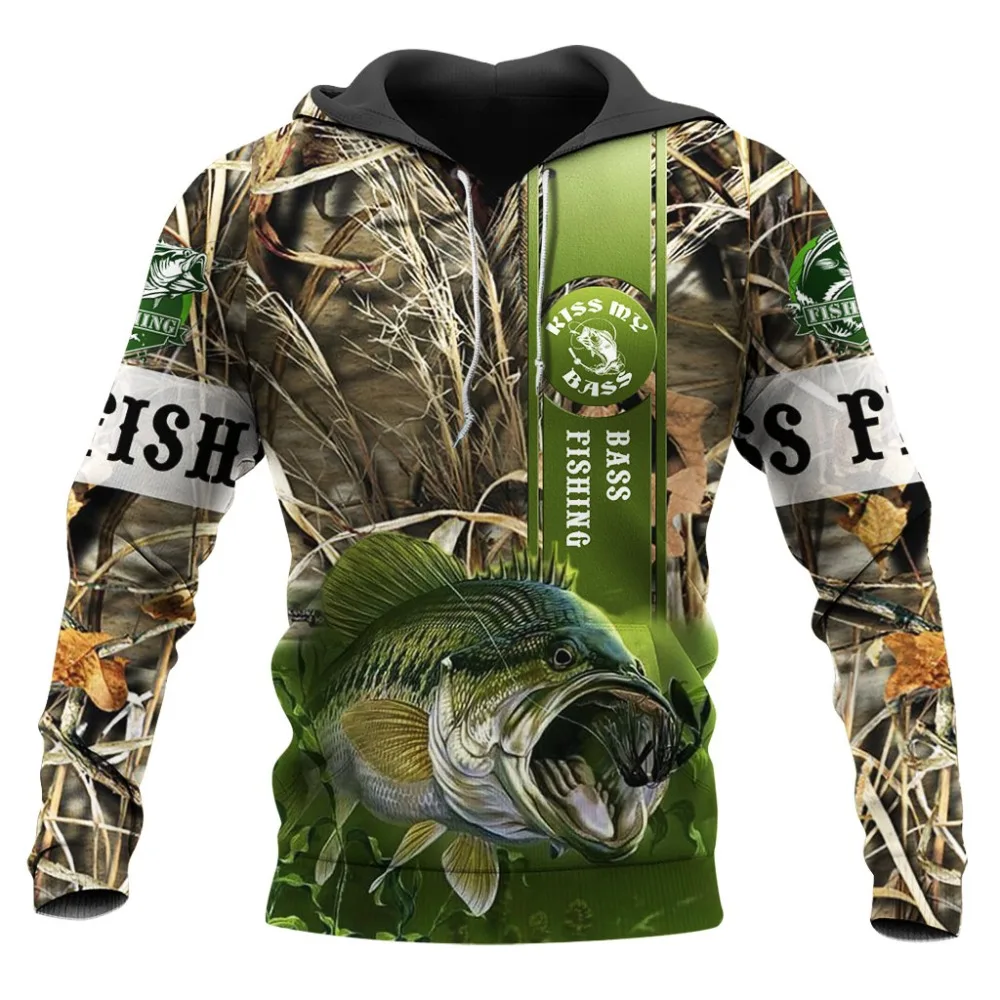 Красивая камуфляжная Мужская Осенняя толстовка с 3D-принтом для ловли карпа