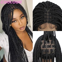 36 inch full lace braided wig 360 knotless box braids lace front wigs for women long synthetic black box braid lace frontal wigs