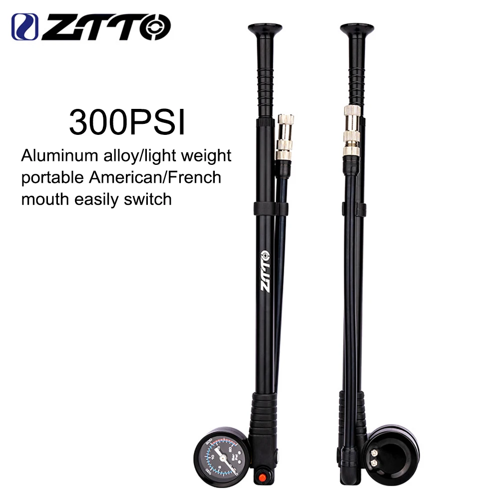 

Bike Air Shock Pump With Gauge 300 PSI High-pressure For Fork&Rear Suspension AV/FV Air Nozzle Outdoor Potable Bicycle Inflator