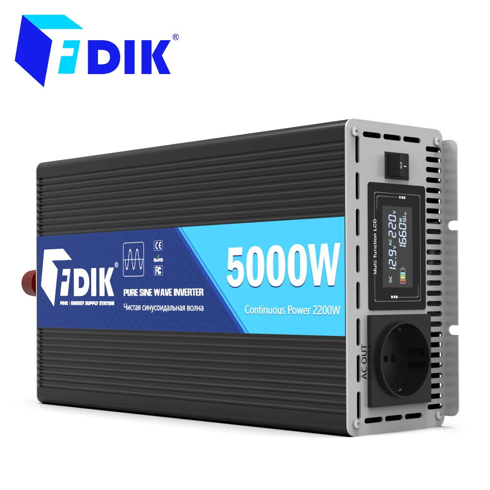 FV инвертор 12V 220V Pure Sine Wave Inverter 24V 5000W с цветным дисплеем преобразователь солнечной