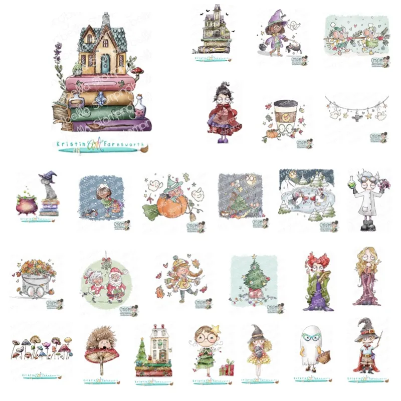 Рождественские ведьмы жуткое дерево волшебный кот тыква силиконовые штампы