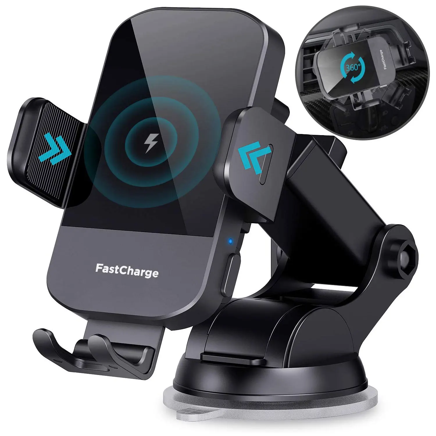 

Wireless Car Charger 15W Qi Fast Charging Auto Clamping Phone Mount Windshield Dashboard Air Vent Phone Holder